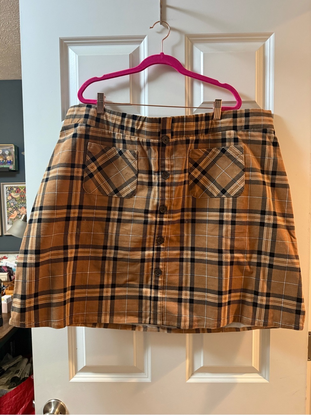 torrid Camel Plaid Button-Front Mini Skirt